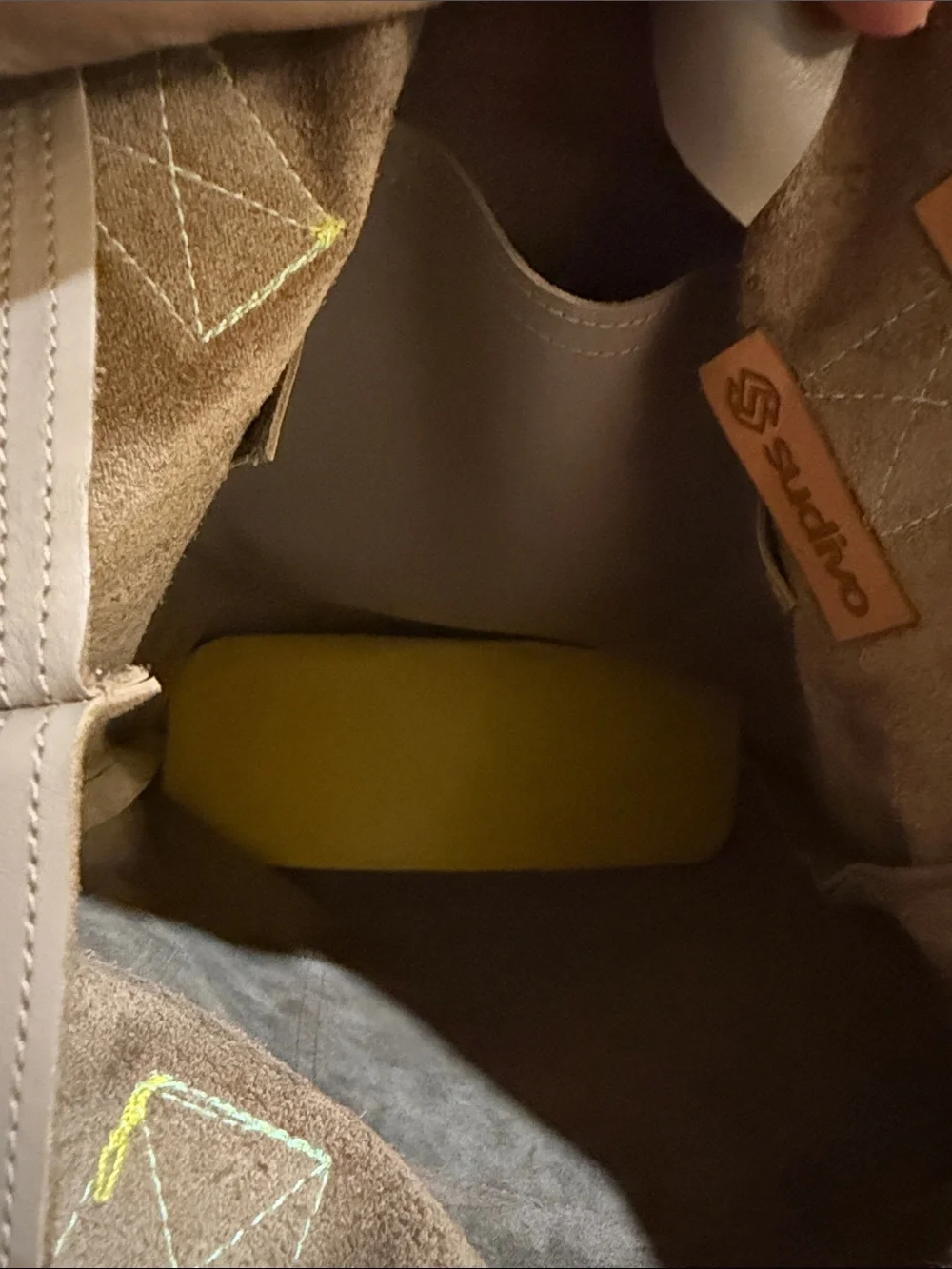 Colorblock Leather Tote with Yellow and Red Accents